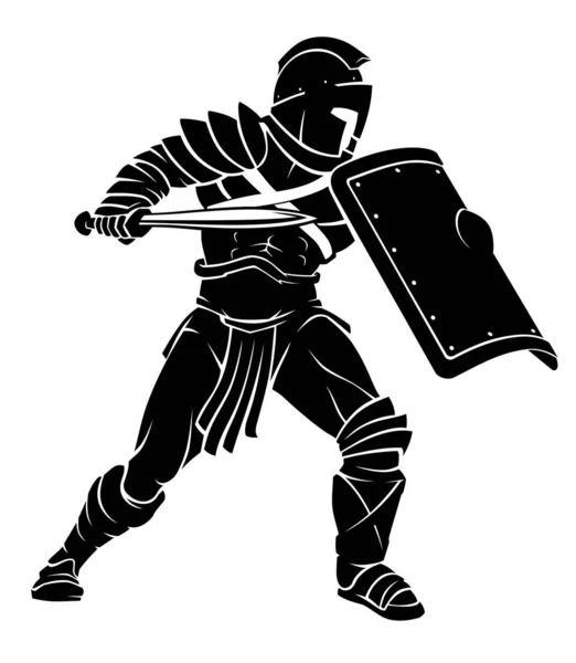 Gladiator Fight Stance Illustration Voller Länge — Stockvektor