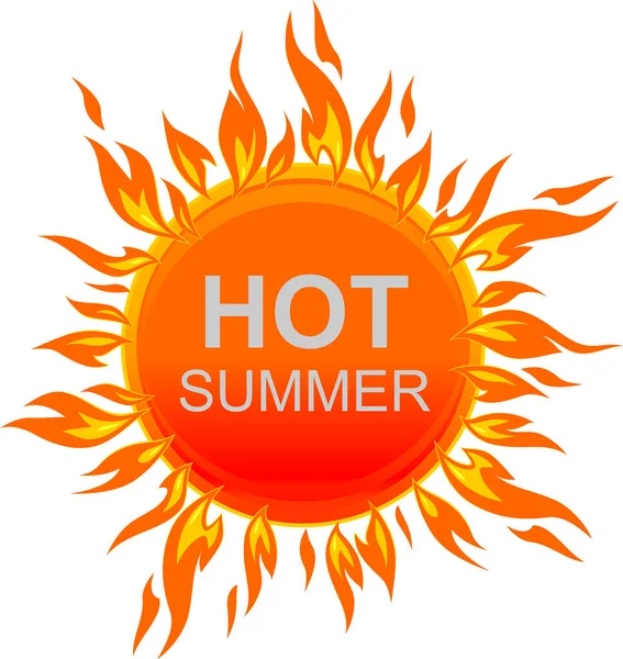 Hot Summer Sun Icon Illustratie Tekenfilmstijl — Stockvector