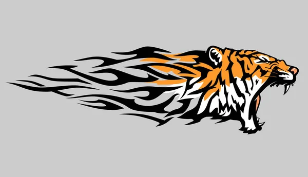 Tiger Abstrakte Flamme Illustration Farbe — Stockvektor