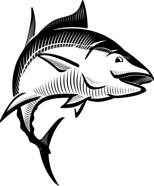 Tuna Fish Calligraphic Style Illustration — Stock Vector