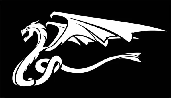 Dragon Blanc Illustration Mythique Conception Créature — Image vectorielle