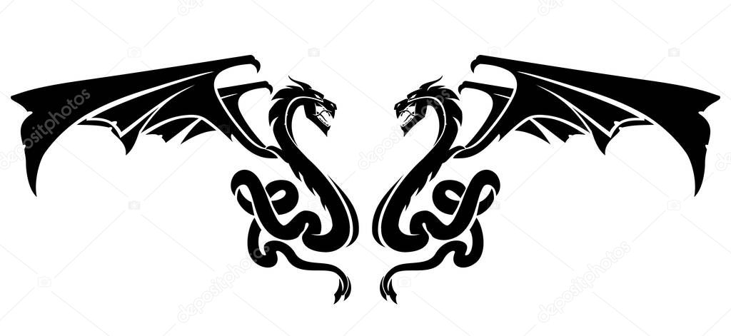 Two Black Dragons Design Emblem