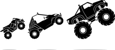 Off Road Vehicles, Mid Air Illustration