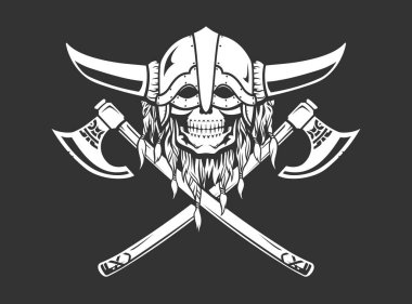 Kafatası Kafatası Viking Ortaçağ Baltası ve Miğfer