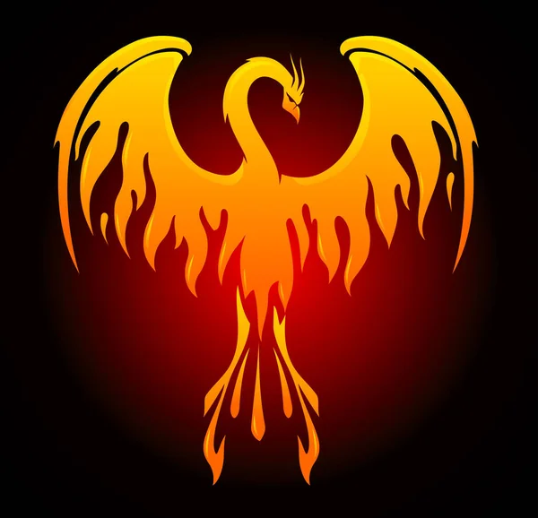 Phoenix Bird Burning Wings Abstract Illustration — Stock Vector