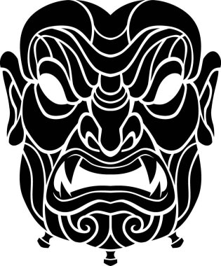 Geleneksel Japon Samuray Maskesi Silueti