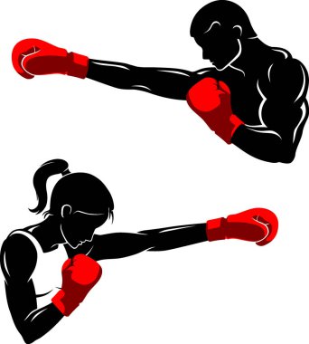 Erkek ve Kadın Boks Silueti