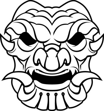 Çizgi Sanatı Samuray Maskesi, Renk Şablonu ResmiComment