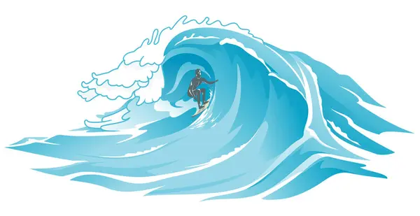 Surfers Sea Wave Summer Water Sport Διανυσματικά Γραφικά