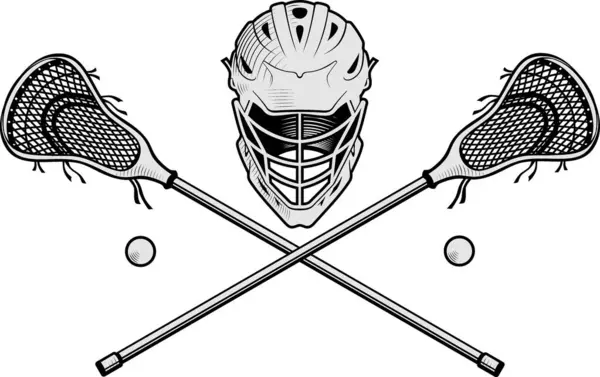 Lacrosse Gear Emblem White Łatwe Zmiany Koloru Wypełnienia Ilustracja Stockowa