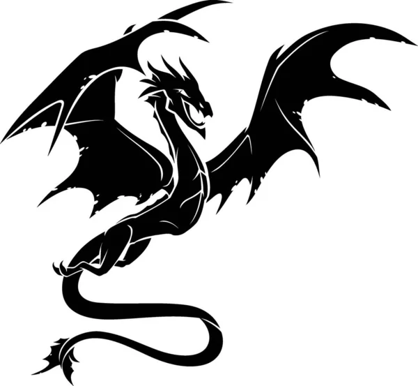 Fantasy Dragon Mid Air Silhouette Royalty Free Stock Illustrations