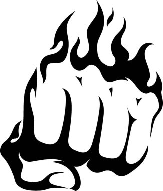 Flaming Fist, Abstract Ink Illustration clipart
