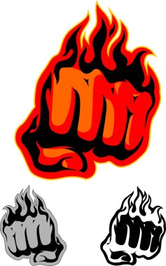Flaming Fist Art Set clipart