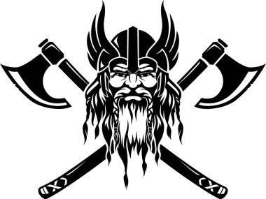 Viking Savaşçı Karakteri Amblemi, Çapraz Balta Tasarımı 