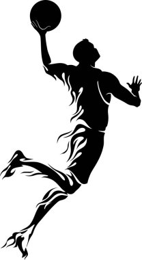 Flame Trail ile basketbol oyuncusu - Sınırlarını zorlayan bir atletin soyut siluet alevleri