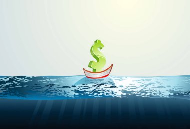 Ekonomi Konsepti, küçük bir teknede Amerikan doları.