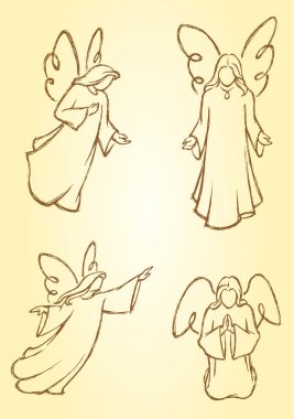 Meditasyon Melekleri - Elle çizilmiş meleklerin çeşitliliği