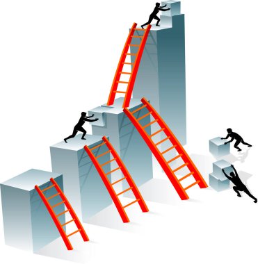 Yapı taşlarından oluşan başarılı Takım Çalışması-Kavramsal iş grafiği