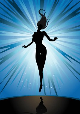 Güç Yukarı Vücut - Kadın siluetinin kavramsal bileşimi güçleniyor