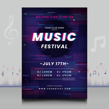 Modern ses dalgası şekil tasarımı ile yaratıcı tarzda zarif bir elektronik müzik festivali broşürü.