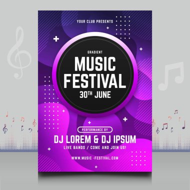 Modern ses dalgası şekil tasarımı ile yaratıcı tarzda zarif bir elektronik müzik festivali broşürü.