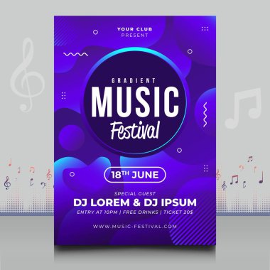 Modern ses dalgası şekil tasarımı ile yaratıcı tarzda zarif bir elektronik müzik festivali broşürü.