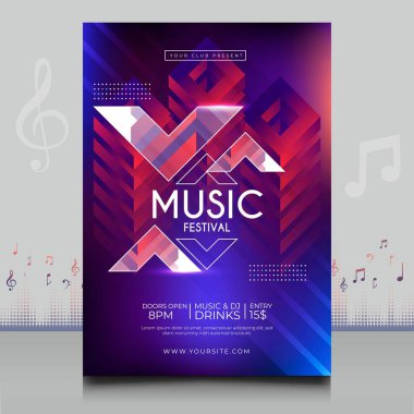 Modern ses dalgası şekil tasarımı ile yaratıcı tarzda zarif bir elektronik müzik festivali broşürü.