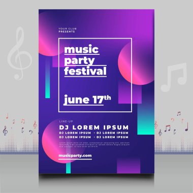 Modern ses dalgası şekil tasarımı ile yaratıcı tarzda zarif bir elektronik müzik festivali broşürü.