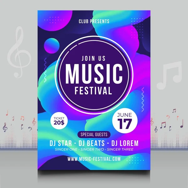 Κομψό Φυλλάδιο Φεστιβάλ Ηλεκτρονικής Μουσικής Δημιουργικό Στυλ Μοντέρνο Σχεδιασμό Σχήματος — Διανυσματικό Αρχείο