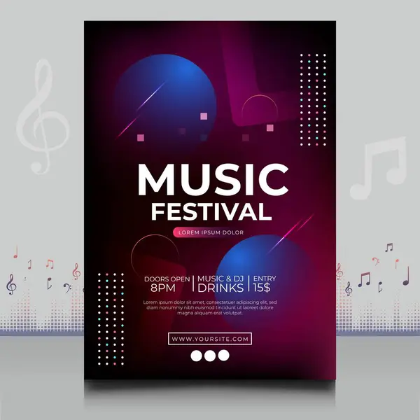 Elegante Folleto Del Festival Música Electrónica Estilo Creativo Con Diseño — Vector de stock