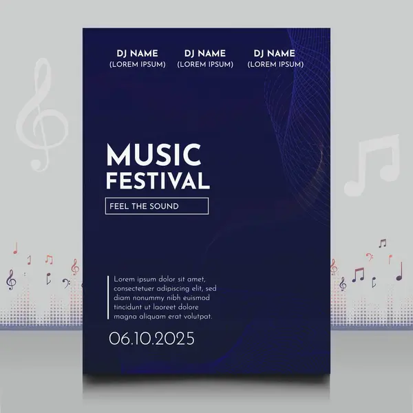 Elegante Folleto Del Festival Música Electrónica Estilo Creativo Con Diseño — Vector de stock