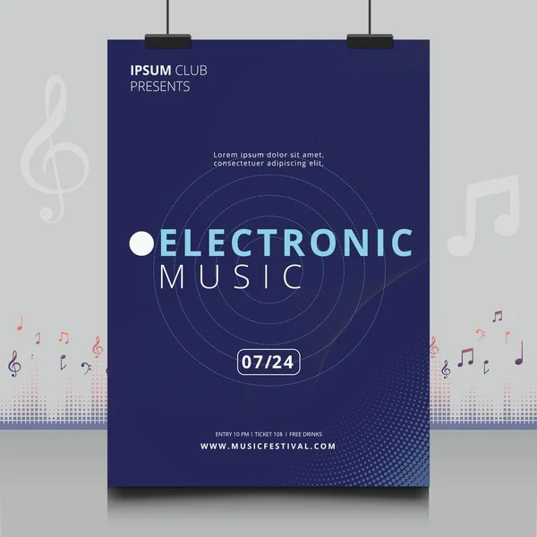 Folheto Festival Música Eletrônica Elegante Estilo Criativo Com Design Moderno — Vetor de Stock