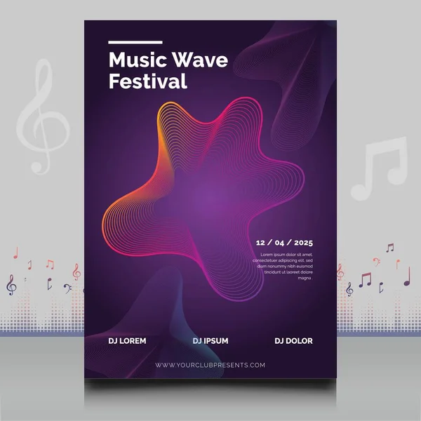 Folheto Festival Música Eletrônica Elegante Estilo Criativo Com Design Moderno — Vetor de Stock