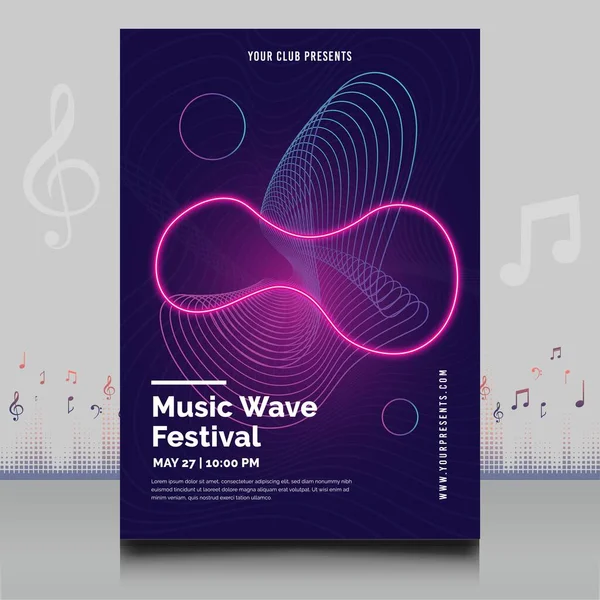雅致的电子音乐节传单 风格新颖 采用现代声波造型设计 — 图库矢量图片