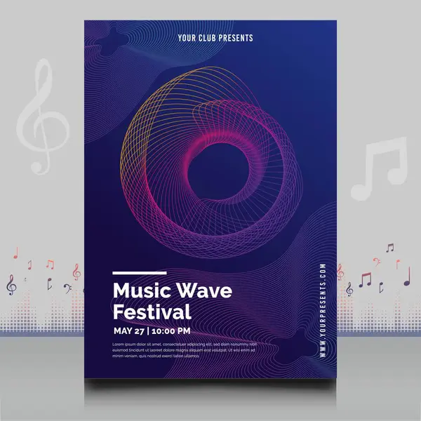 雅致的电子音乐节传单 风格新颖 采用现代声波造型设计 — 图库矢量图片