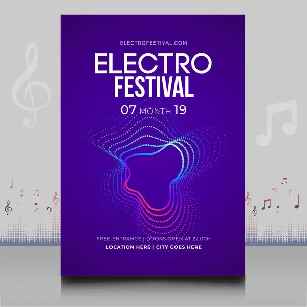 Elegante Folleto Del Festival Música Electrónica Estilo Creativo Con Diseño — Archivo Imágenes Vectoriales