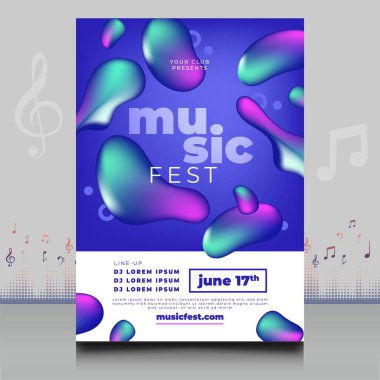 Modern ses dalgası şekil tasarımı ile yaratıcı tarzda zarif bir elektronik müzik festivali broşürü.