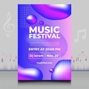 Modern ses dalgası şekil tasarımı ile yaratıcı tarzda zarif bir elektronik müzik festivali broşürü.