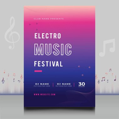 Modern ses dalgası şekil tasarımı ile yaratıcı tarzda zarif bir elektronik müzik festivali broşürü.