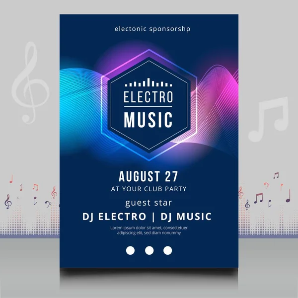 Elegant Electronic Music Festival Flyer Creative Style Modern Sound Wave — Stock Vector
