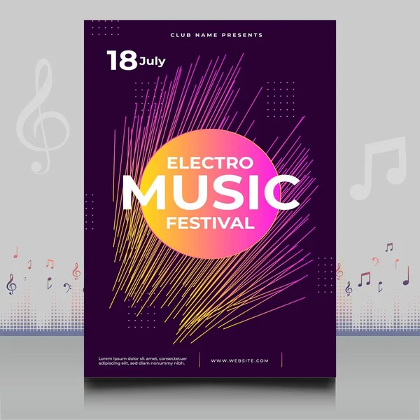 Elegant Elektronisch Muziekfestival Flyer Creatieve Stijl Met Modern Design Van — Stockvector