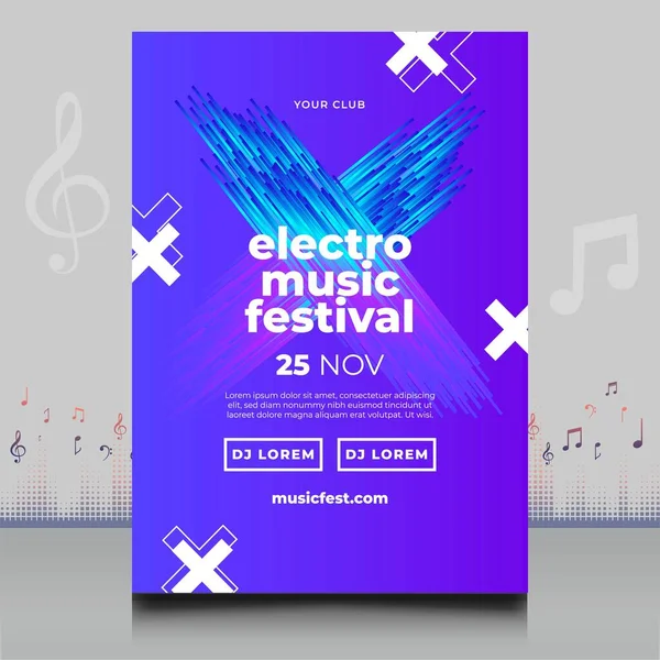 Elegantní Leták Festivalu Elektronické Hudby Kreativním Stylu Moderním Tvarem Zvukové — Stockový vektor