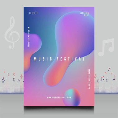 Modern ses dalgası şekil tasarımı ile yaratıcı tarzda zarif bir elektronik müzik festivali broşürü.