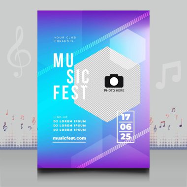 Modern ses dalgası şekil tasarımı ile yaratıcı tarzda zarif bir elektronik müzik festivali broşürü.