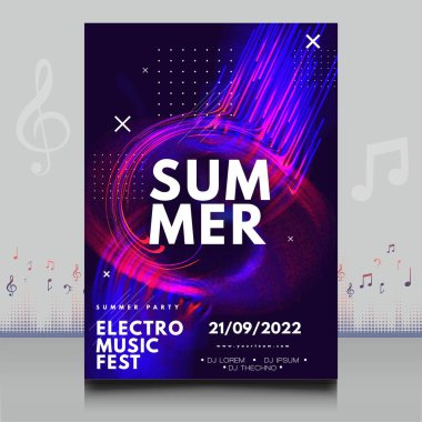 Modern ses dalgası şekil tasarımı ile yaratıcı tarzda zarif bir elektronik müzik festivali broşürü.