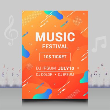 Modern ses dalgası şekil tasarımı ile yaratıcı tarzda zarif bir elektronik müzik festivali broşürü.