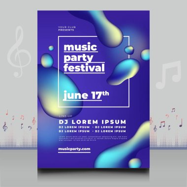 Modern ses dalgası şekil tasarımı ile yaratıcı tarzda zarif bir elektronik müzik festivali broşürü.