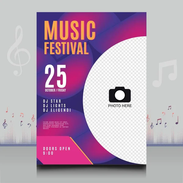 Elegante Folleto Del Festival Música Electrónica Estilo Creativo Con Diseño — Archivo Imágenes Vectoriales