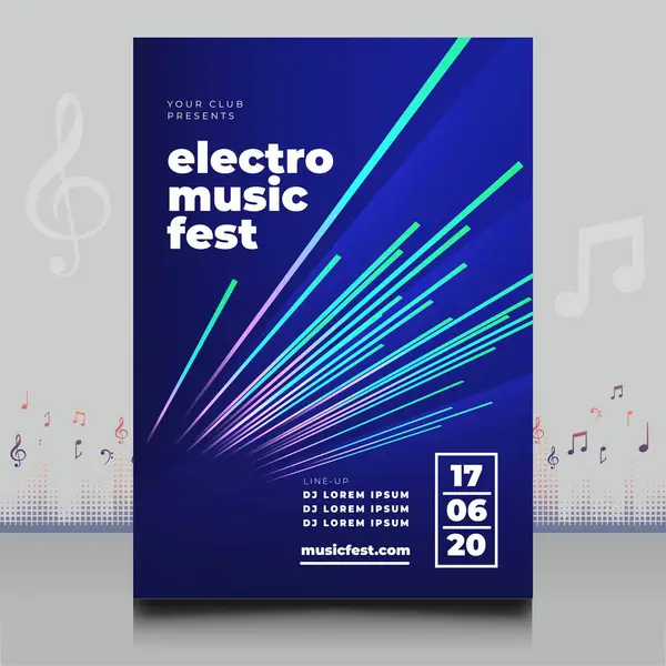 Elegant Electronic Music Festival Flyer Creative Style Modern Sound Wave — Stock Vector