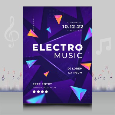 Modern ses dalgası şekil tasarımı ile yaratıcı tarzda zarif bir elektronik müzik festivali broşürü.